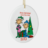 スティックフィギュア初めてのクリスマスニューホームオーナメント セラミックオーナメント (右)