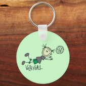 スティックフィギュア女の子バレーボールTシャツとギフト キーホルダー (正面)