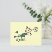 スティックフィギュア女の子バレーボールTシャツとギフト ポストカード (スタンド正面)