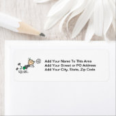 スティックフィギュア女の子バレーボールTシャツとギフト ラベル (インサイチュ)