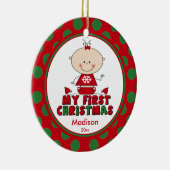 スティックフィギュア女の子ベビー初めてのクリスマスオーナメント セラミックオーナメント (右)