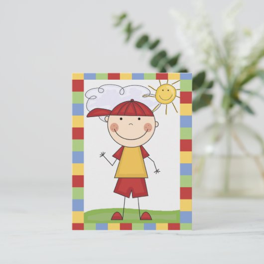 スティックフィギュア子供のカードとギフト ポストカード (スタンド正面)