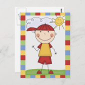 スティックフィギュア子供のカードとギフト ポストカード (正面/裏面)