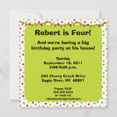 スティックフィギュア子供の誕生日パーティの招待状 招待状 (裏面)