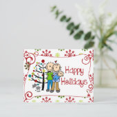 スティックフィギュア家族ハッピーホリデーハガキ シーズンポストカード (スタンド正面)