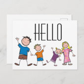 スティックフィギュア家族 ポストカード (正面/裏面)