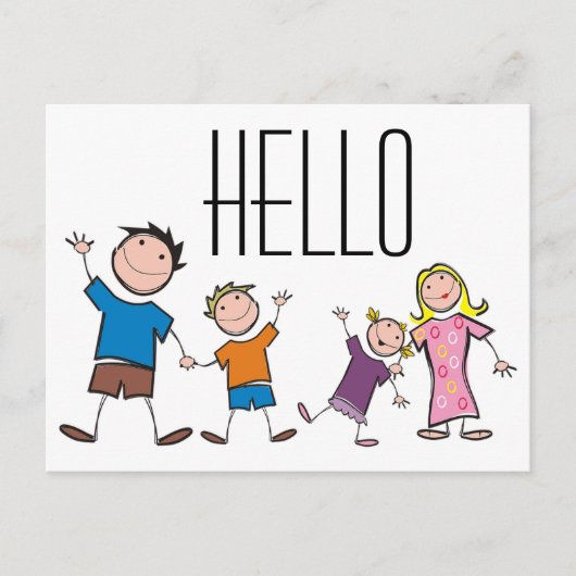 スティックフィギュア家族 ポストカード (正面)