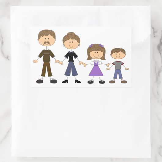 スティックフィギュア家族 長方形シール (バッグ)