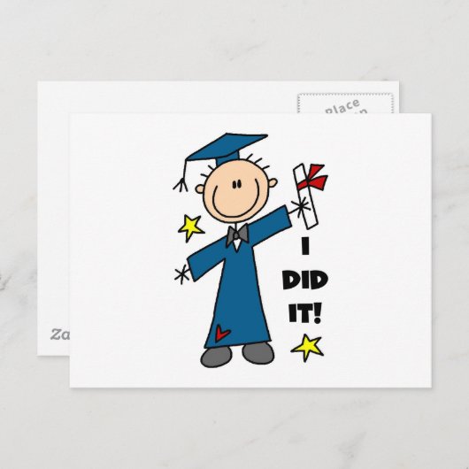 スティックフィギュア少年Tシャツとギフト 案内ポストカード (正面/裏面)