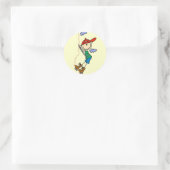 スティックフィギュア山登山Tシャツとギフト ラウンドシール (バッグ)
