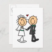 スティックフィギュア新郎新婦招待状 インビテーションポストカード (正面/裏面)