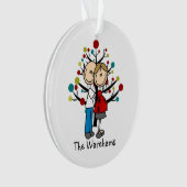 スティックフィギュア期待カップル休日オーナメント オーナメント (正面)