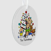 スティックフィギュア母、子供、犬のアクリルオーナメント オーナメント (正面)