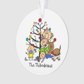 スティックフィギュア母、子供、犬のアクリルオーナメント オーナメント (正面)