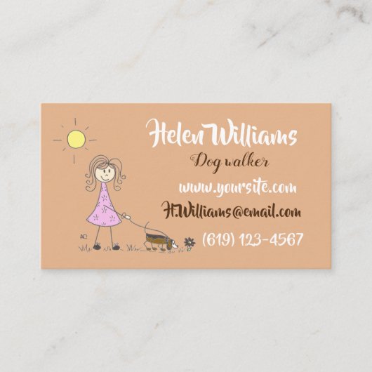 スティックフィギュア犬歩く名刺 名刺 (正面)