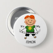 スティックフィギュア男の子それが私の誕生日 缶バッジ (正面&裏面)