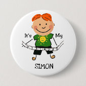 スティックフィギュア男の子それが私の誕生日 缶バッジ (正面)