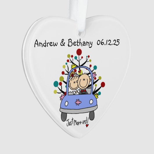 スティックフィギュア結婚のカップルのアクリルオーナメント オーナメント (正面)