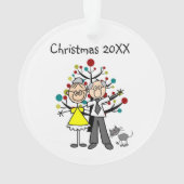 スティックフィギュア老夫婦キャットアクリルオーナメント オーナメント (裏面)