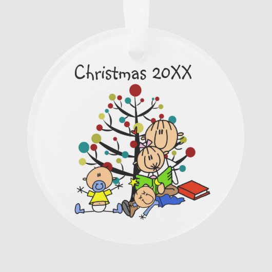 スティックフィギュア親、キッズアクリルオーナメント オーナメント (裏面)