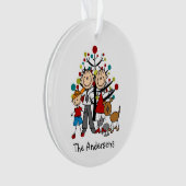 スティックフィギュア親、ボーイドッグキャットアクリルオーナメント オーナメント (正面)