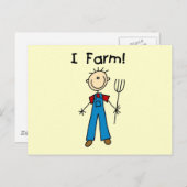 スティックフィギュア農家Tシャツと贈り物 ポストカード (正面/裏面)