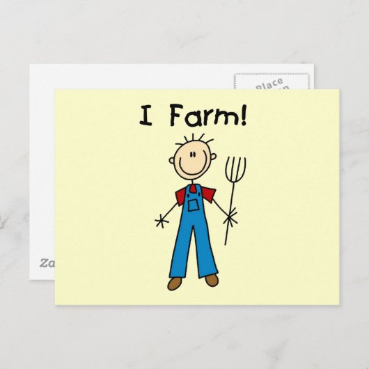 スティックフィギュア農家Tシャツと贈り物 ポストカード (正面/裏面)