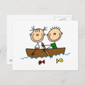 スティックフィギュア魚釣りTシャツとギフト ポストカード (正面/裏面)