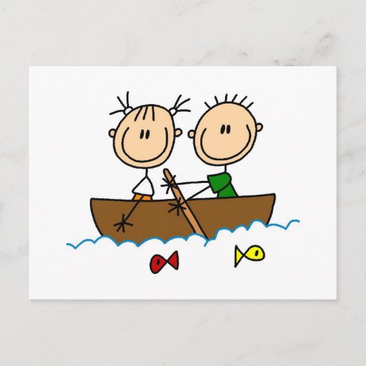 スティックフィギュア魚釣りTシャツとギフト ポストカード (正面)