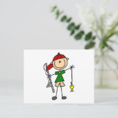 スティックフィギュア魚釣りTシャツとギフト ポストカード (スタンド正面)