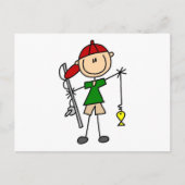 スティックフィギュア魚釣りTシャツとギフト ポストカード (正面)