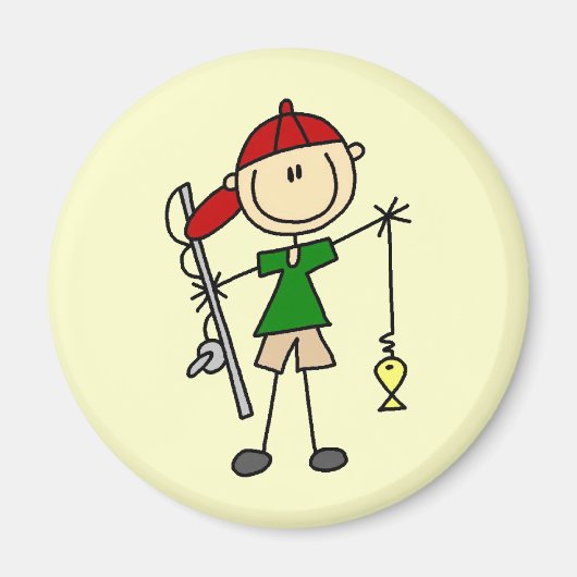 スティックフィギュア魚釣りTシャツとギフト マグネット (正面)