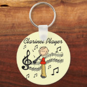 スティックフィギュアClarinetプレーヤーTシャツとギフト キーホルダー (正面)