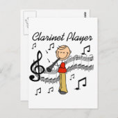 スティックフィギュアClarinetプレーヤーTシャツとギフト ポストカード (正面/裏面)