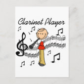 スティックフィギュアClarinetプレーヤーTシャツとギフト ポストカード (正面)