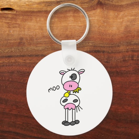 スティックフィギュアCow Tシャツとギフト キーホルダー (正面)