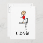 スティックフィギュアIダイビングTシャツとギフト ポストカード (正面/裏面)