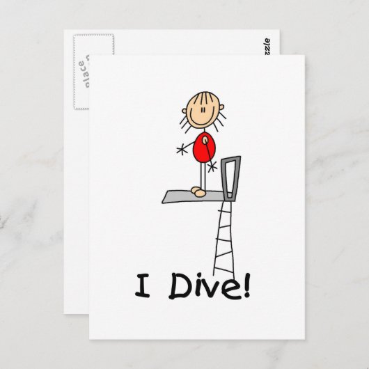 スティックフィギュアIダイビングTシャツとギフト ポストカード (正面/裏面)