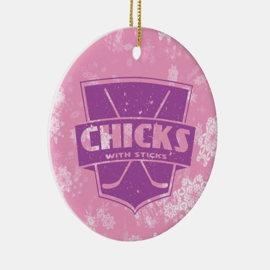 スティックホッケークリスマスオーナメント付きチックス セラミックオーナメント (右)