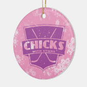 スティックホッケークリスマスオーナメント付きチックス セラミックオーナメント (左)