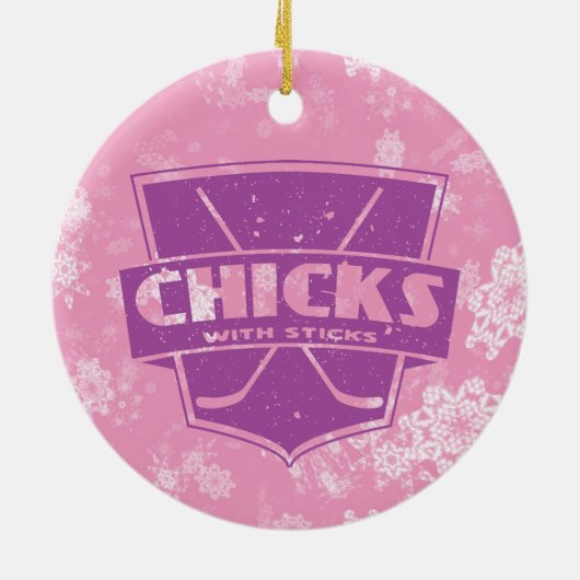 スティックホッケークリスマスオーナメント付きチックス セラミックオーナメント (裏面)