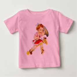 スティックホースに乗る西部カウガール ベビーTシャツ