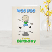 スティックボーイ誕生日カード カード (黄色い花)