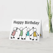 スティックマン誕生日パーティー カード (正面)