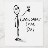 スティックマン「自分にできることなら見て」おもしろい白黒 ワインラベル (シングルラベル)