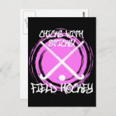 スティック付きチックス – フィールドホッケー ポストカード (正面/裏面)