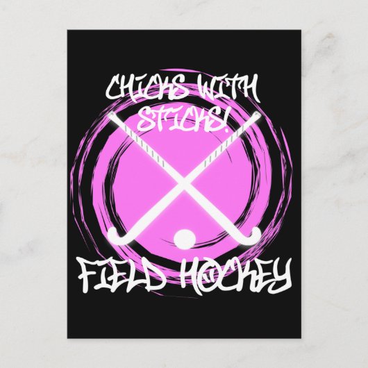 スティック付きチックス – フィールドホッケー ポストカード (正面)