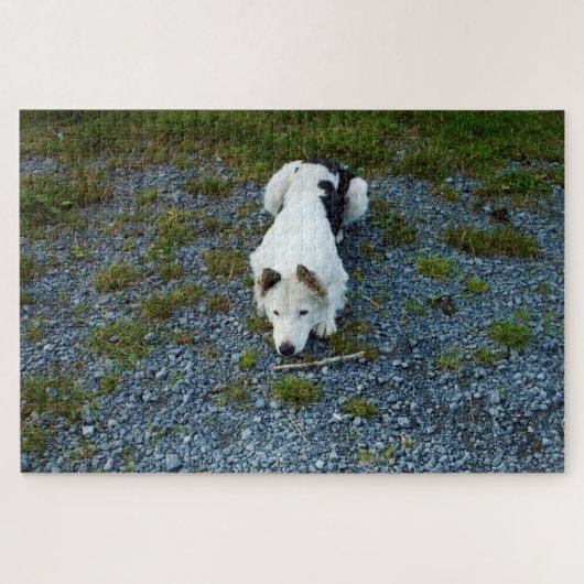 スティック付き犬 ジグソーパズル (横)
