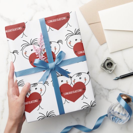 スティック図の新婚おめでとう ラッピングペーパー (ギフト)