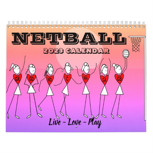 スティック図感動的引用文Netball 2023 カレンダー (カバー)